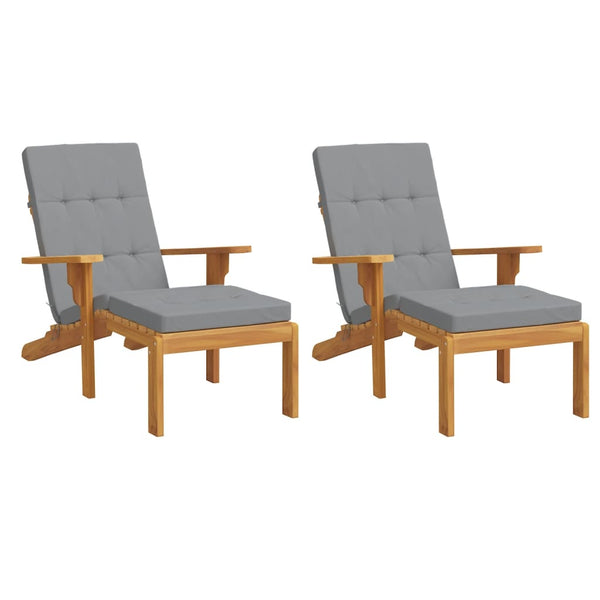 Liegestuhlauflagen 2er-Set Grau Oxford-Gewebe
