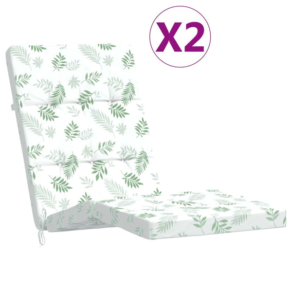 vidaXL Coussins de chaise longue 2 pcs Tissu Oxford motif feuille