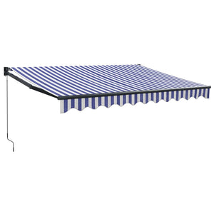 Markise Einziehbar Blau und Weiß 3,5x2,5 m Stoff und Aluminium