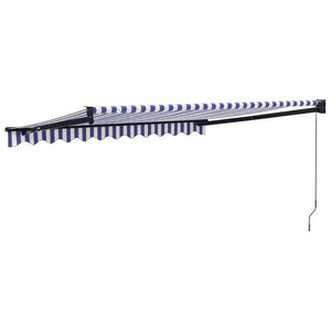 Markise Einziehbar Blau und Weiß 3,5x2,5 m Stoff und Aluminium