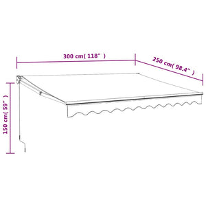Markise Einziehbar Creme 3x2,5 m Stoff und Aluminium
