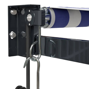 Elektrische Markise mit Kurbel Blau und Weiß 3,5x2,5 m