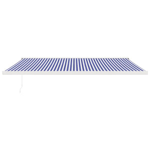 Markise Einziehbar Blau und Weiß 5x3 m Stoff und Aluminium