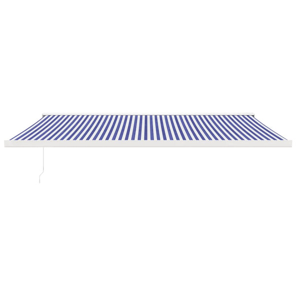 Markise Einziehbar Blau und Weiß 5x3 m Stoff und Aluminium