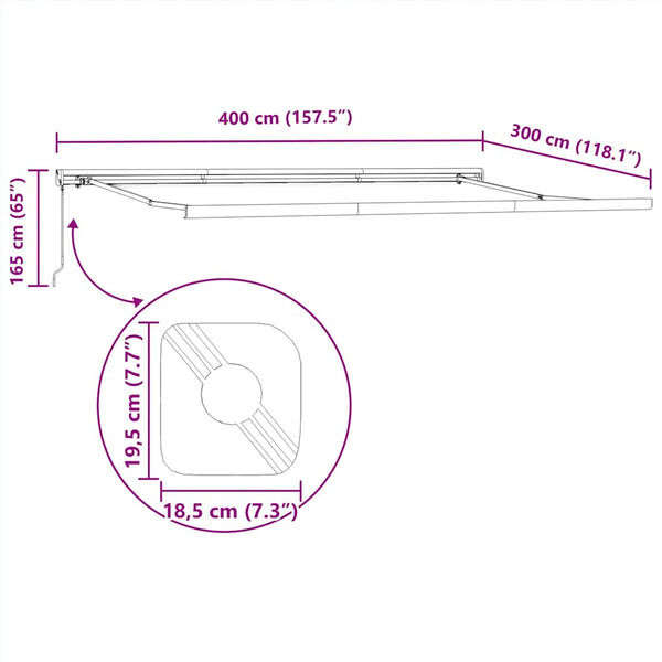 Markise Einziehbar Orange und Braun 4x3 m Stoff und Aluminium