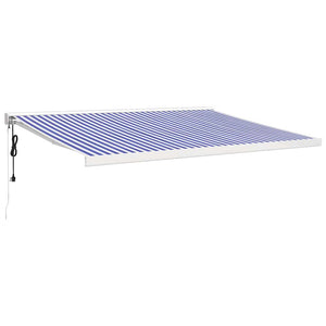 Markise Einziehbar Blau und Weiß 4,5x3 m Stoff und Aluminium