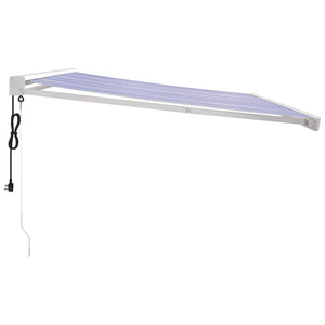 Markise Einziehbar Blau und Weiß 4,5x3 m Stoff und Aluminium