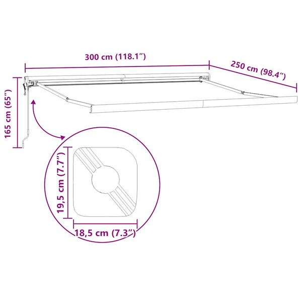 Markise Einziehbar Gelb und Weiß 3x2,5 m Stoff und Aluminium
