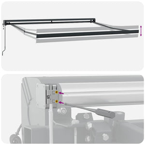 Markise Einziehbar Gelb und Weiß 3x2,5 m Stoff und Aluminium