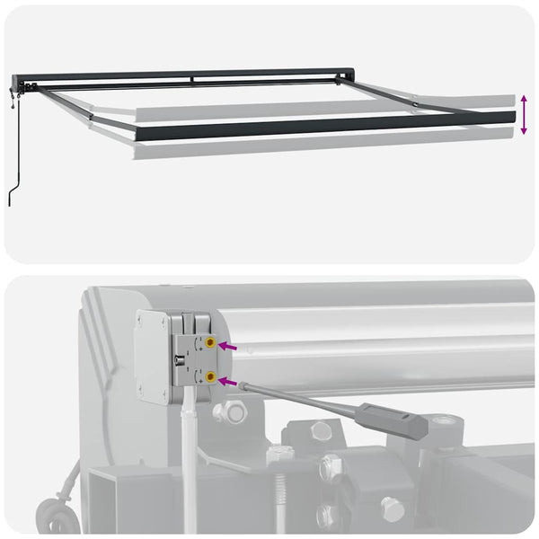Markise Einziehbar Gelb und Weiß 3x2,5 m Stoff und Aluminium