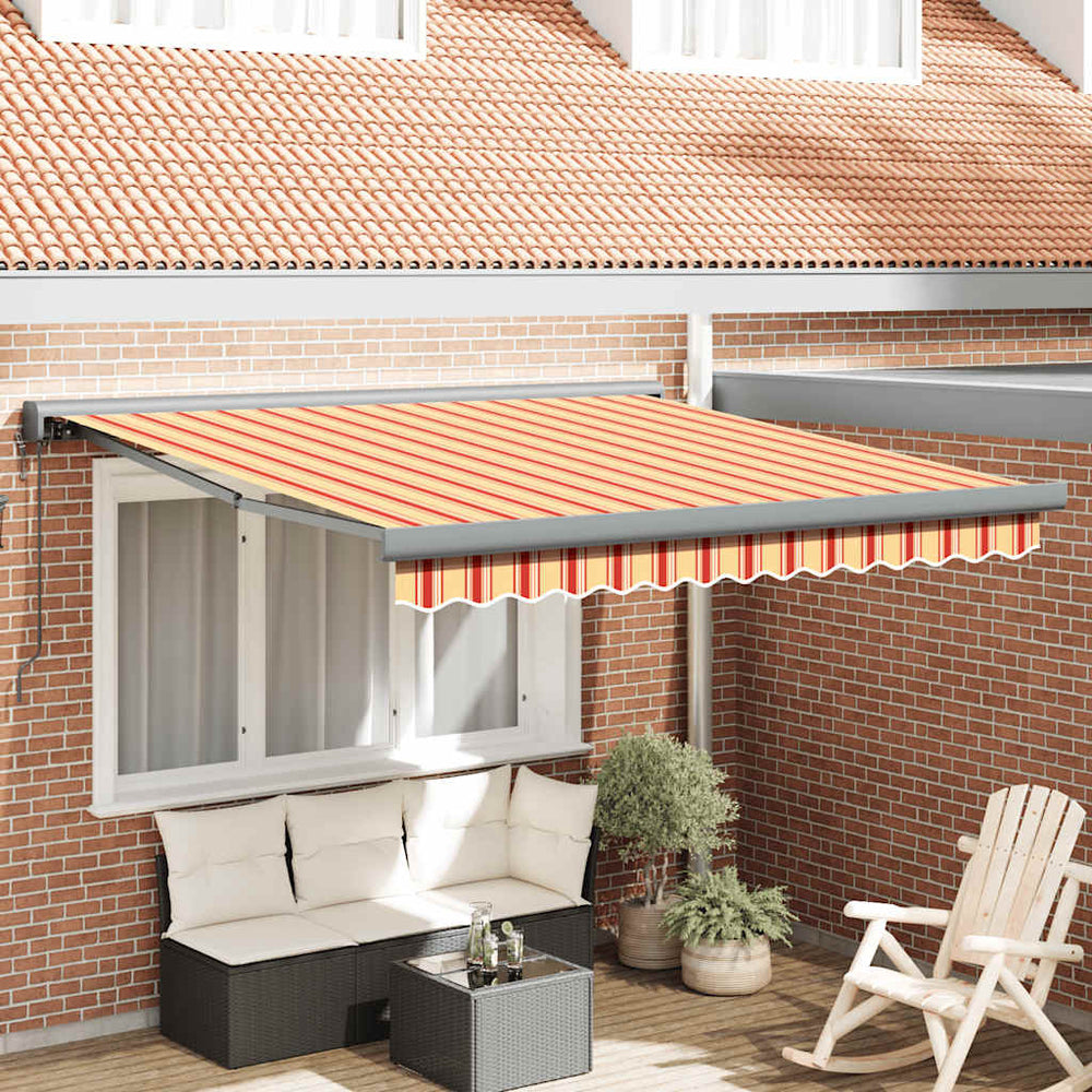 Markise Einziehbar Gelb und Weiß 3x2,5 m Stoff und Aluminium