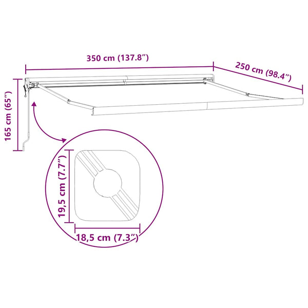 Markise Einziehbar Gelb und Weiß 3,5x2,5 m Stoff und Aluminium