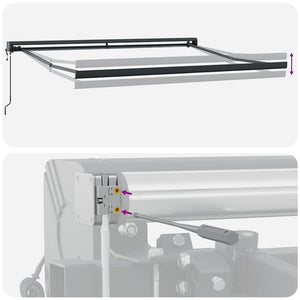 Markise Einziehbar Gelb und Weiß 3,5x2,5 m Stoff und Aluminium