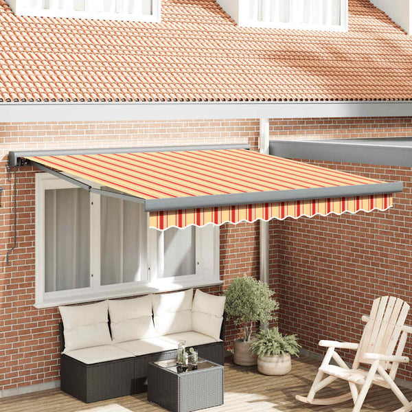 Markise Einziehbar Gelb und Weiß 3,5x2,5 m Stoff und Aluminium