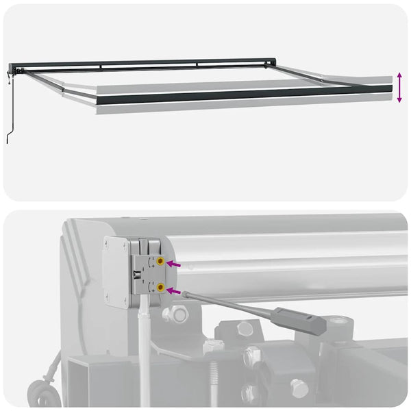 Markise Einziehbar Gelb und Weiß 5x3 m Stoff und Aluminium