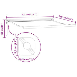 Markise Einziehbar Orange und Braun 3x2,5 m Stoff und Aluminium