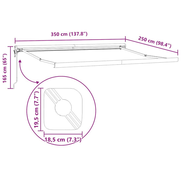 Markise Einziehbar Orange und Braun 3,5x2,5 m Stoff & Aluminium