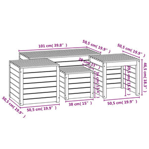 4-tlg. Gartenbox-Set Massivholz Kiefer