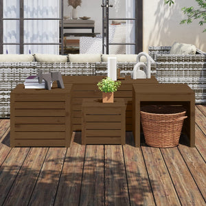 4-tlg. Gartenbox-Set Honigbraun Massivholz Kiefer