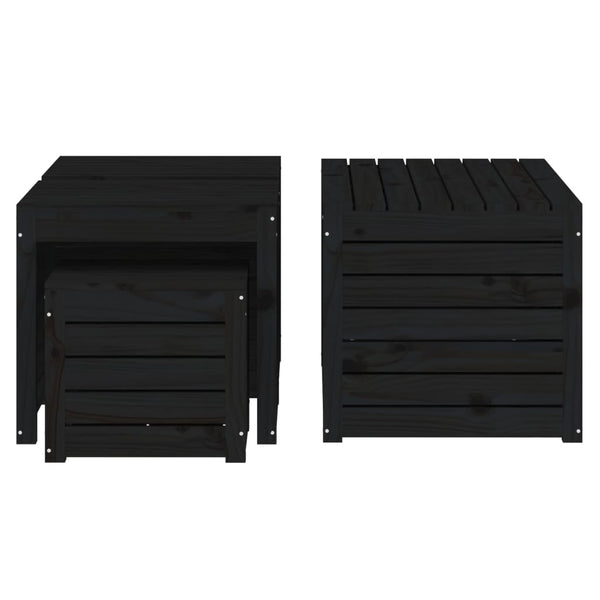 4-tlg. Gartenbox-Set Schwarz Massivholz Kiefer