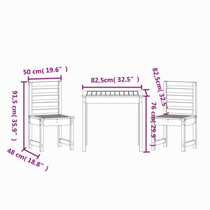 3-tlg. Garten-Bistro-Set Massivholz Kiefer