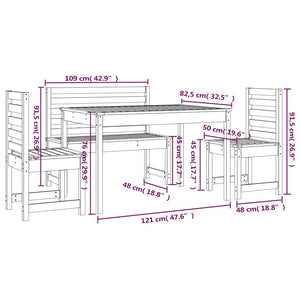 vidaXL Ensemble repas de jardin 4 pcs Bois de pin massif