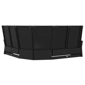 vidaXL Canapé d'angle avec fonction de lit et coussins Noir Résine tressée