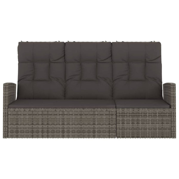 Gartenbank mit Liegefunktion Grau Poly Rattan