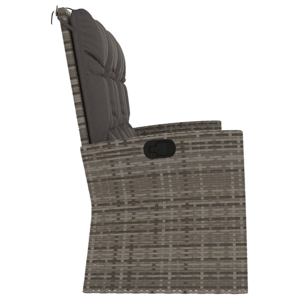 Gartenbank mit Liegefunktion Grau Poly Rattan