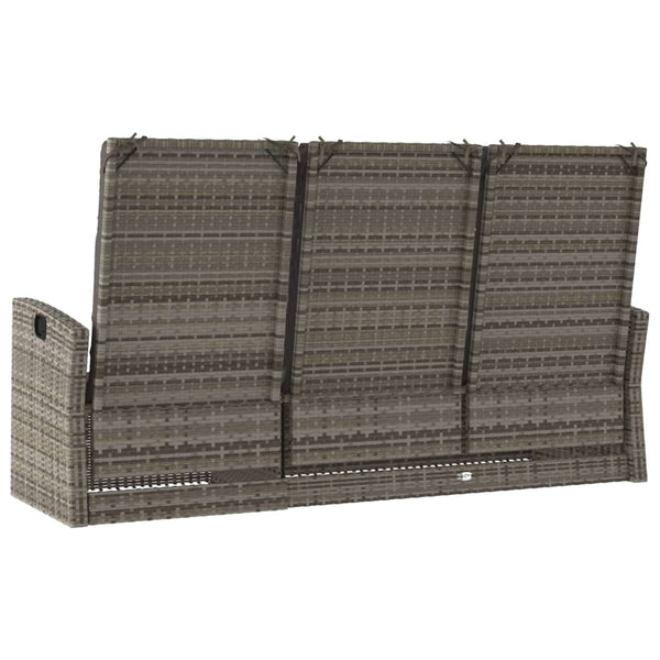 Gartenbank mit Liegefunktion Grau Poly Rattan