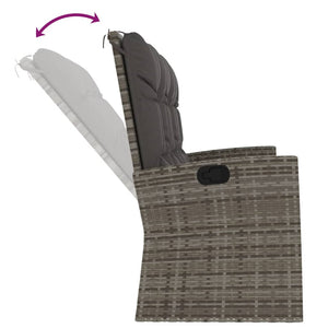 Gartenbank mit Liegefunktion Grau Poly Rattan