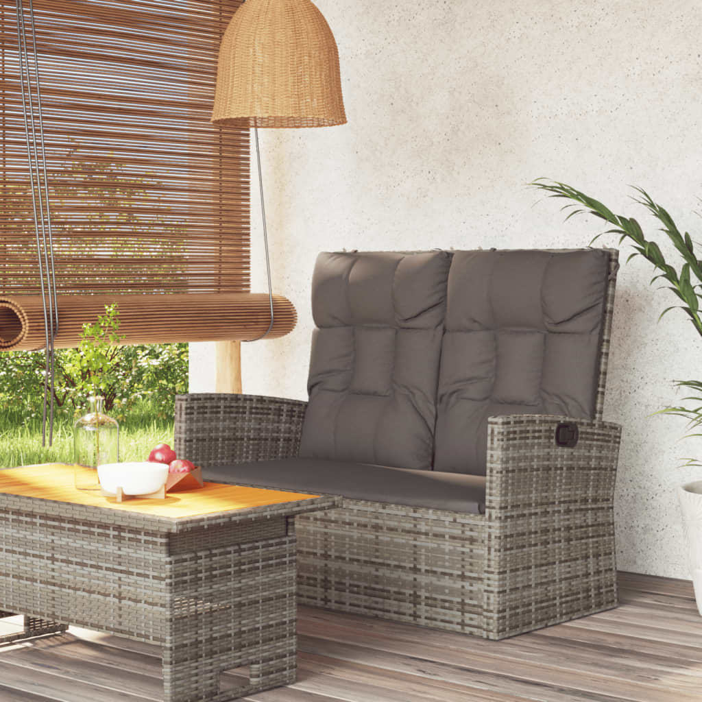 Gartenbank mit Liegefunktion Grau 118cm