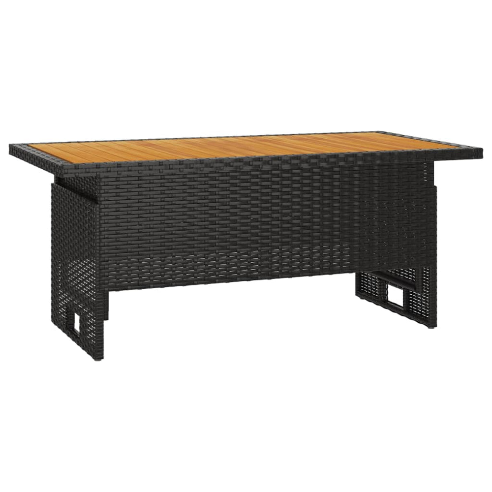 Schwarzer Gartentisch Akazienholz 100x50cm höhenverstellbar
