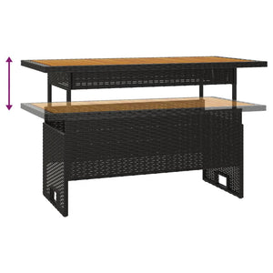 Schwarzer Gartentisch Akazienholz 100x50cm höhenverstellbar