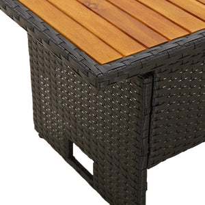 Schwarzer Gartentisch Akazienholz 100x50cm höhenverstellbar