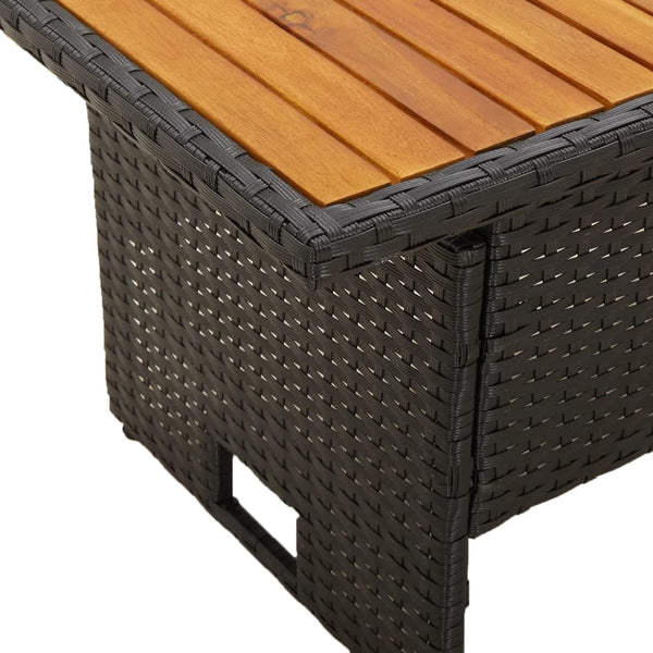 Schwarzer Gartentisch Akazienholz 100x50cm höhenverstellbar