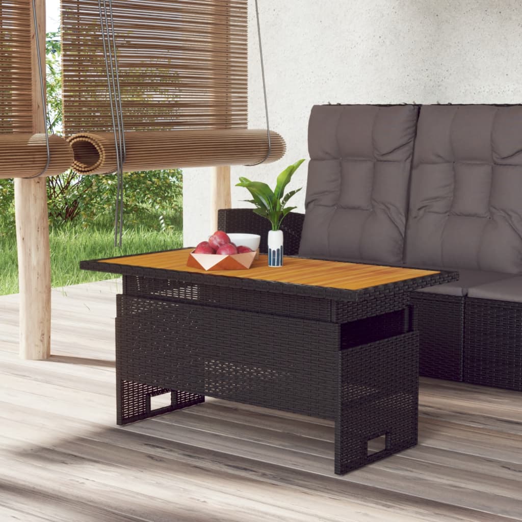 Schwarzer Gartentisch Akazienholz 100x50cm höhenverstellbar