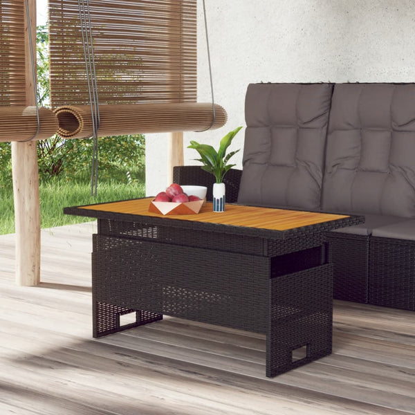 Schwarzer Gartentisch Akazienholz 100x50cm höhenverstellbar