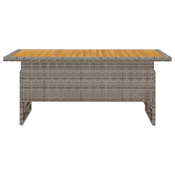 vidaXL Table de jardin gris 100x50x43/63 cm Bois d'acacia et résine tressée