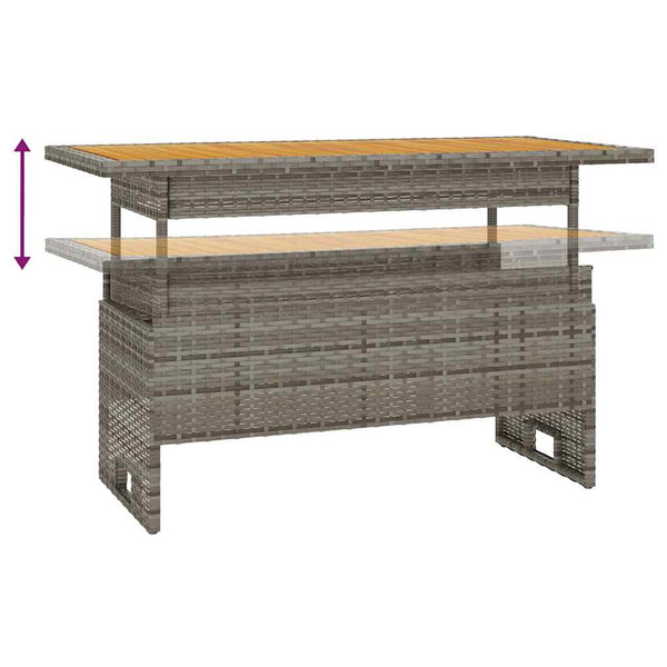 vidaXL Table de jardin gris 100x50x43/63 cm Bois d'acacia et résine tressée