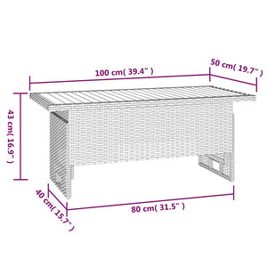 vidaXL Table de jardin gris 100x50x43/63 cm Bois d'acacia et résine tressée