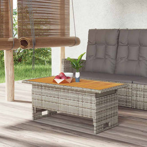 vidaXL Table de jardin gris 100x50x43/63 cm Bois d'acacia et résine tressée