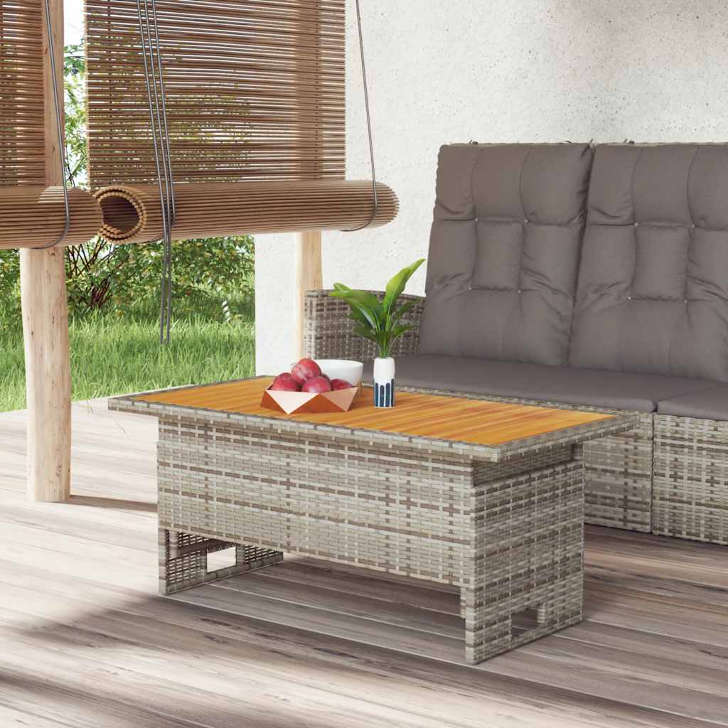 vidaXL Table de jardin gris 100x50x43/63 cm Bois d'acacia et résine tressée