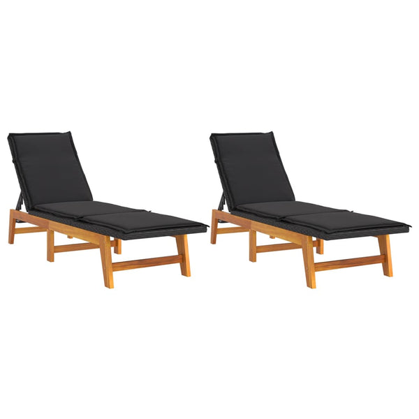 Sonnenliegen mit Auflagen, 2er Set