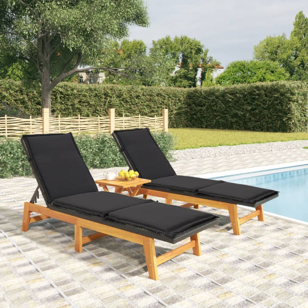 Sonnenliegen mit Auflagen, 2er Set