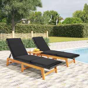 Sonnenliegen mit Auflagen, 2er Set