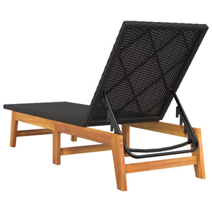 Sonnenliege mit Tisch aus Akazienholz & Rattan