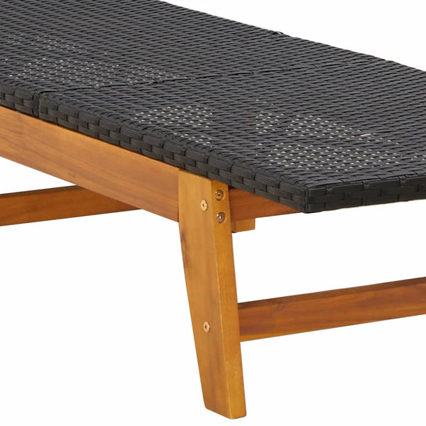 Sonnenliegen Set aus Akazienholz & Poly Rattan