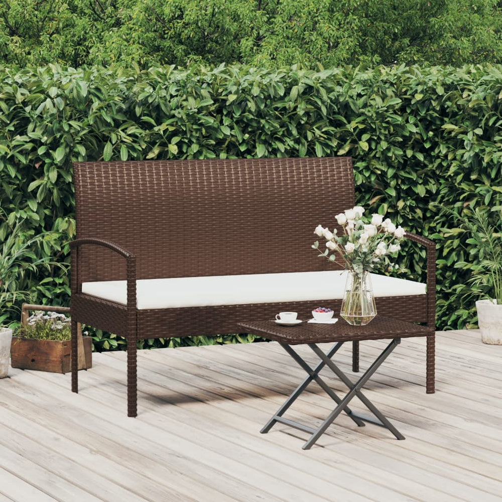Gartenbank Braun mit Kissen 105 cm