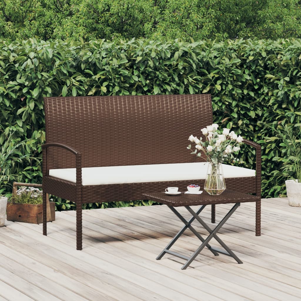 Gartenbank Braun mit Kissen 105 cm